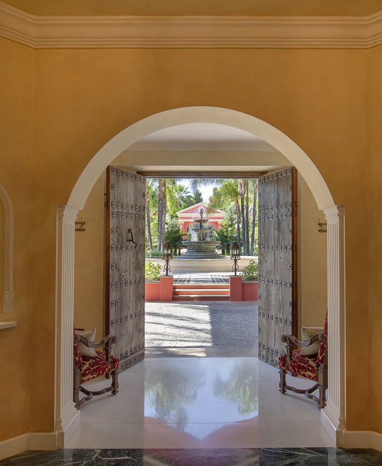 Grand entrance hall connecting the villa's main reception areas