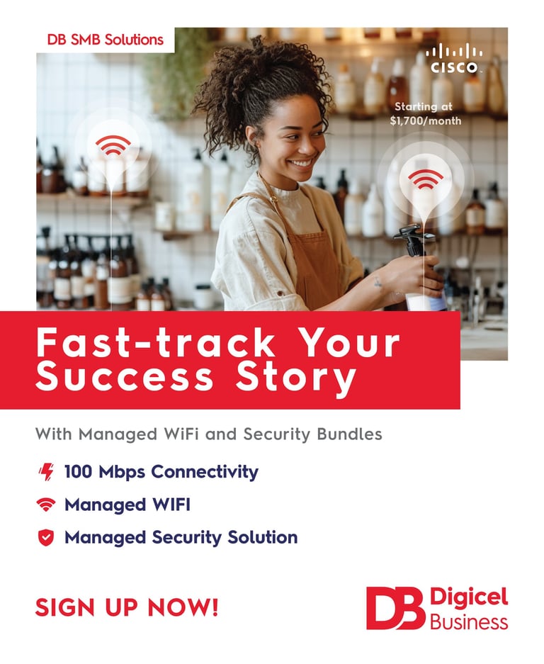 An ad for Digicel illustrating managed security products for SMEs in Trinidad created by Andre Bates