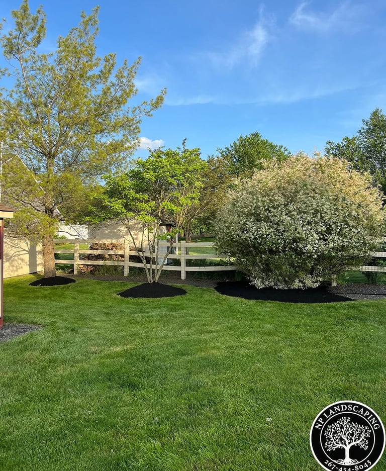 excellent landscaping and hardscaping of grass, stones and trees by NP Landscaping