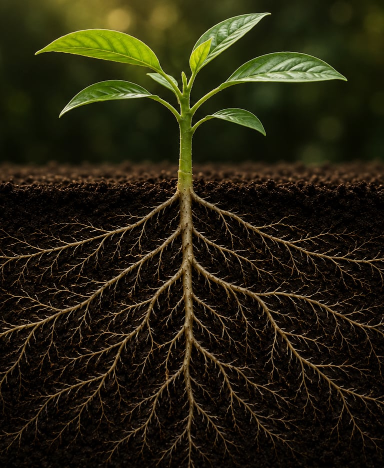 Mature flowering plant representing human flourishing