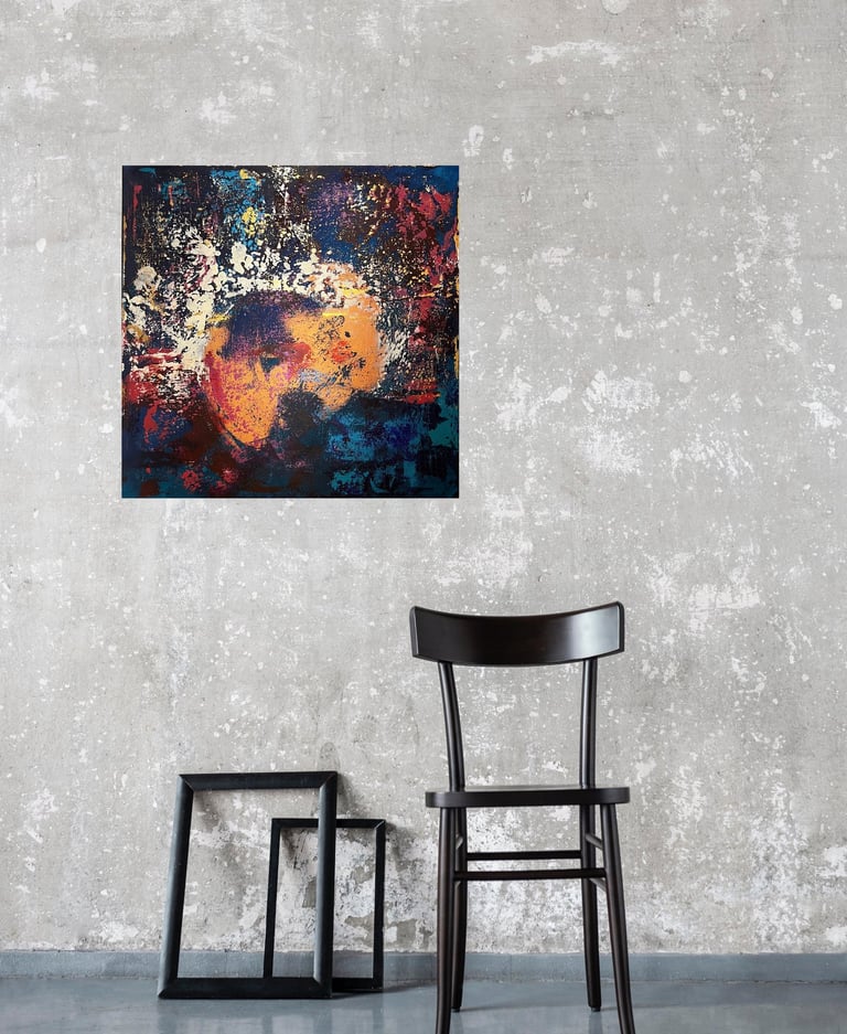 Acrylbild abstrakt blau Kupfer grün