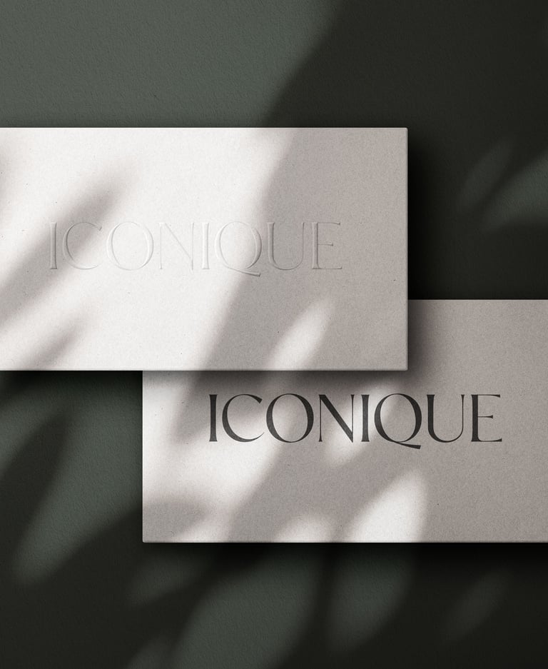 Application branding et logo Iconique, carte de visite magasin