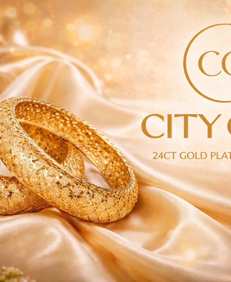 City Girl Jewellery - citygoldbangles - 18 Carat Gold Plated  - Bridal Wear - Bangles Set