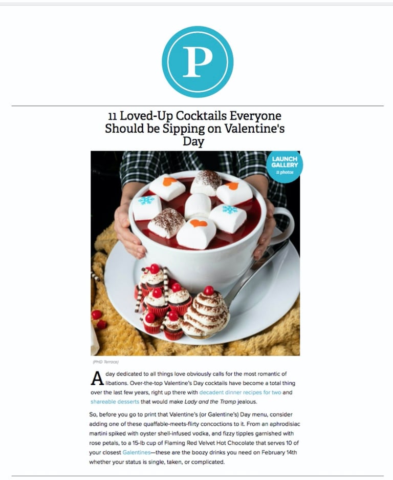 a beautiful 15 lb red velvet hot chocolate brûlée tableside served at a nyc rooftop