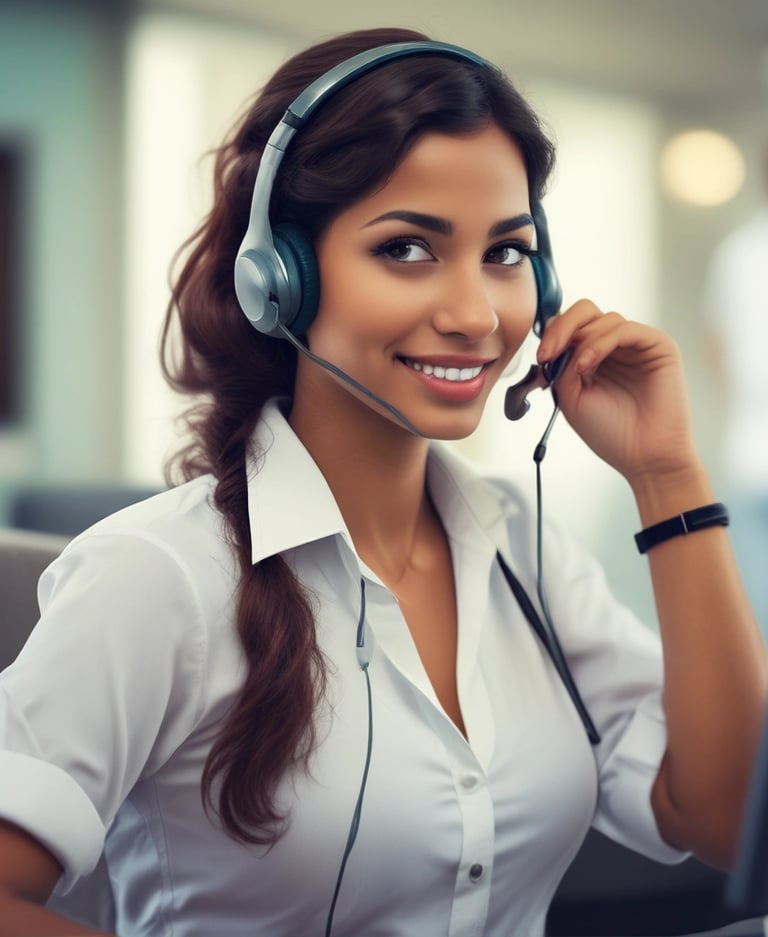 A person stands in a professional setting holding a blue folder. They are wearing a teal blazer over a white shirt and jeans. The background features glass walls and what appears to be a server room with blue lighting, suggesting a technological or business environment.