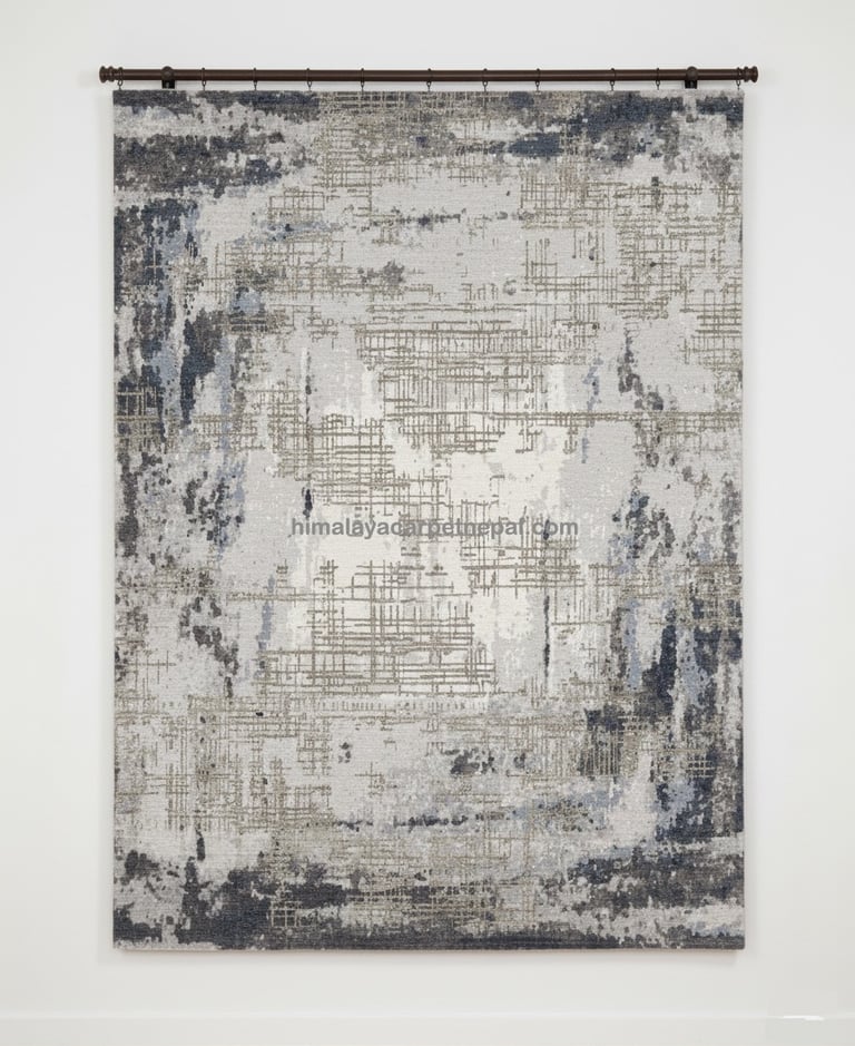 Custom bespoke handmade rugs crafted in Nepal –abstract wall-hanging- Himalaya Carpet Industries