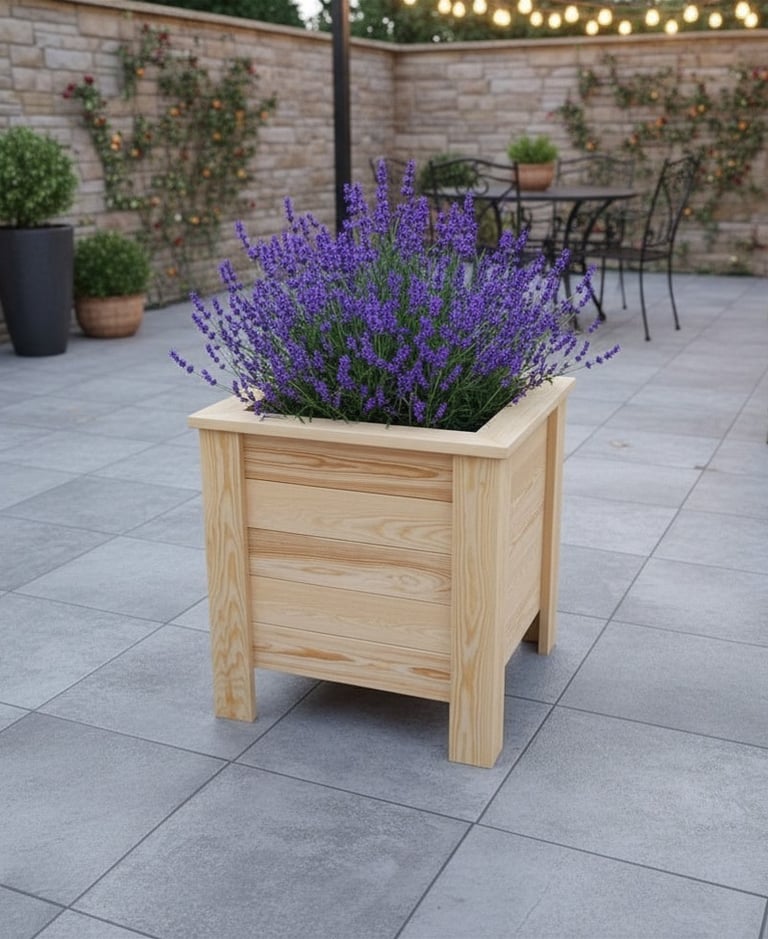 handmade planter on legs aston made from wood quality plant box natural wood pine hardwood garden decor