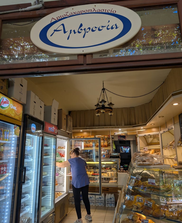 store front of a bakery in Petra Greece