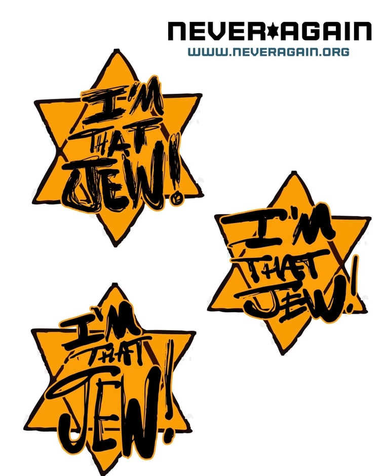 a group of three stickers with a star of david