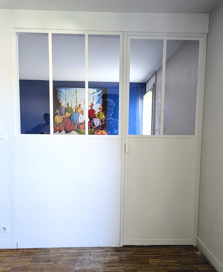 verrière métal thermolaquée porte battante