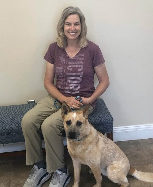 Therapy dog Bondi and handler Petra.
