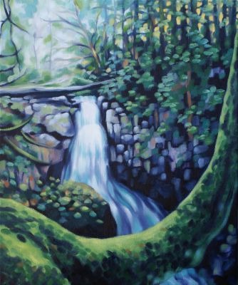 art, oil painting, abstract realism, Cypress Falls