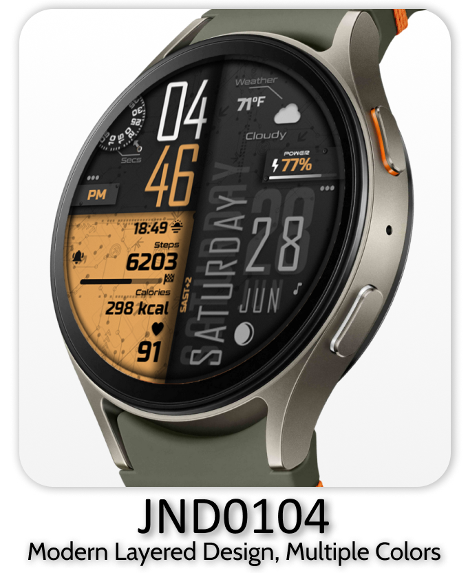 JND0104 stylish watch face for wearos