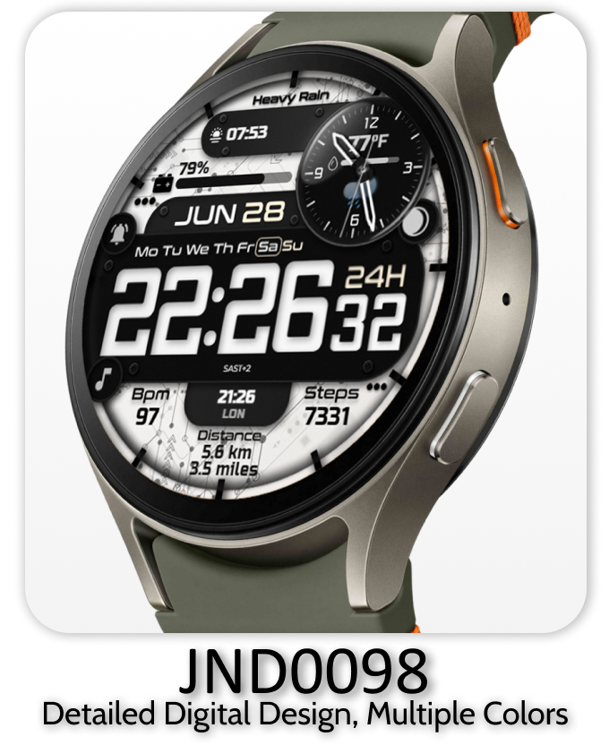 JND0098 stylish watch face for wearos