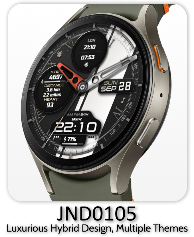 JND0105 stylish watch face for wearos