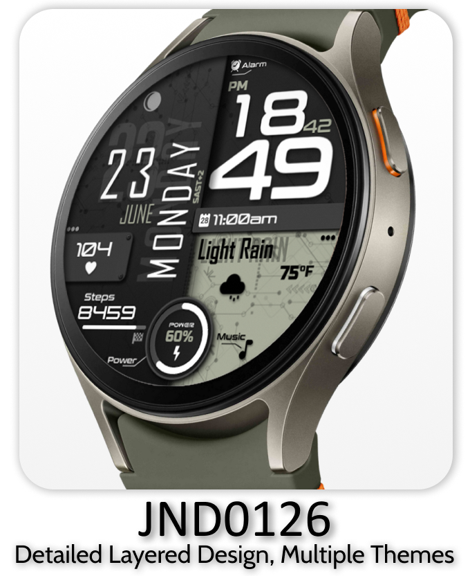 JND0126 bold digital watch face for Wear OS
