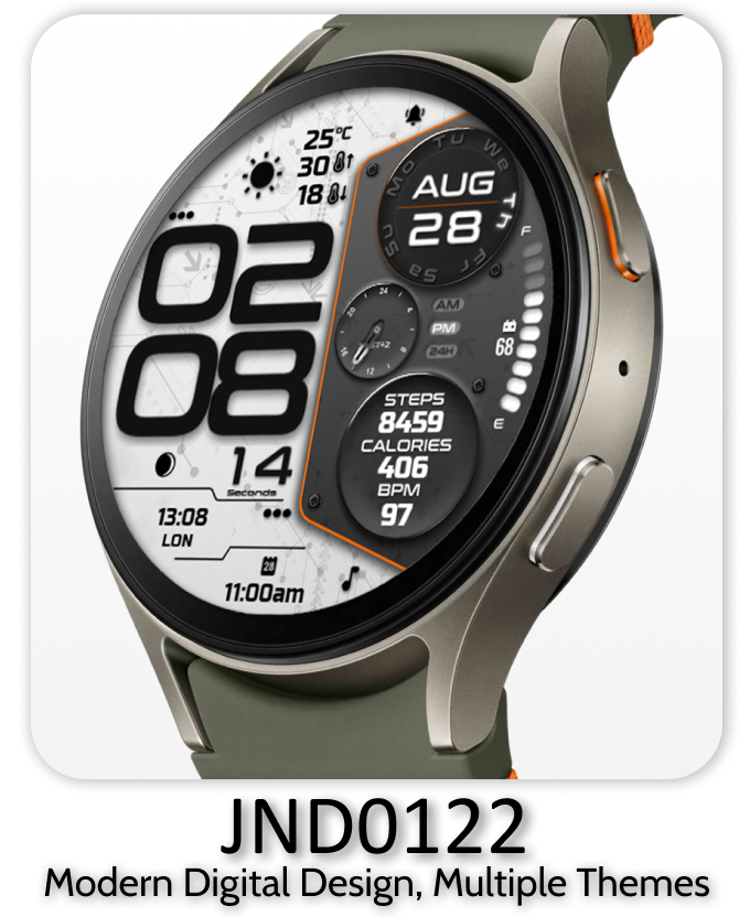 JND0122 bold digital watch face for WearOS