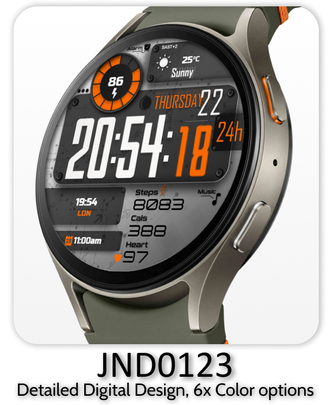 JND0123 beautiful digital watch face for Wear OS