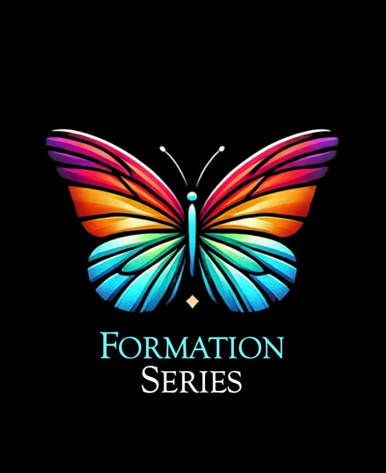Multicoloured butterfly logo with Formation Series text, symbolising spiritual transformation and un