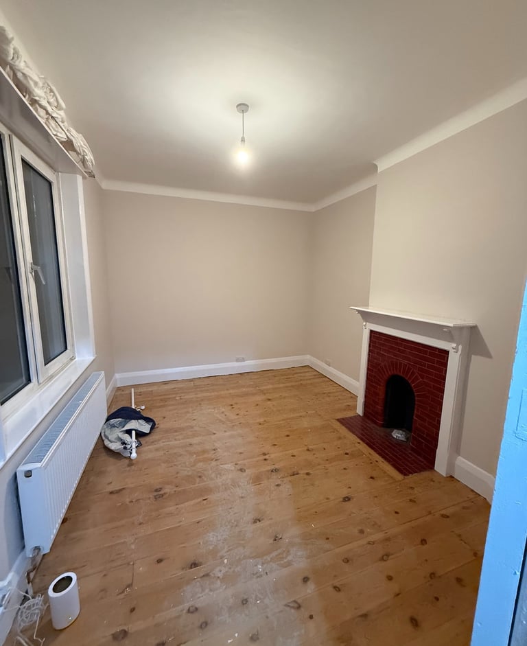 Sanded living room wooden floor in Hove Sussex, prepared for interior decorating