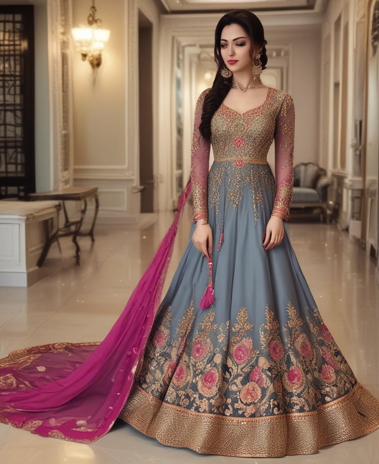 A model wearing a vibrant dress walking confidently in a sunlit street.