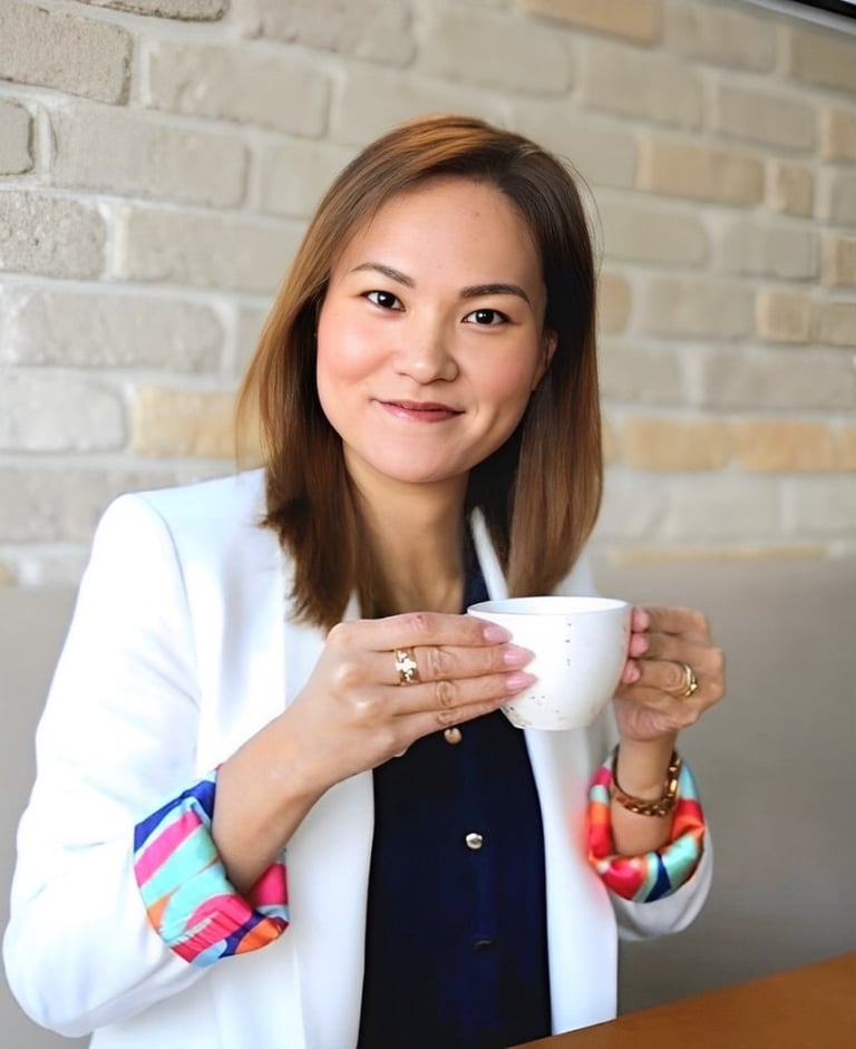 Okinawan Ikigai instructor drinking coffee during workshop