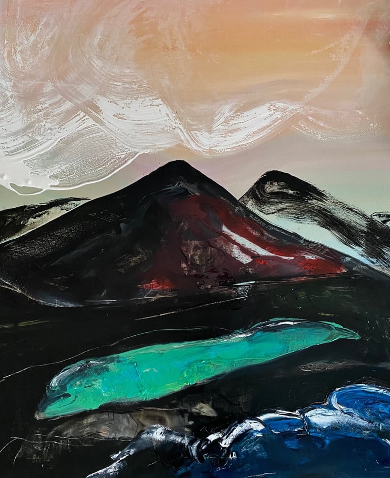 Lago de los Clicos' by Sherezade Morales, a stunning oil painting showcasing Lanzarote's allure.