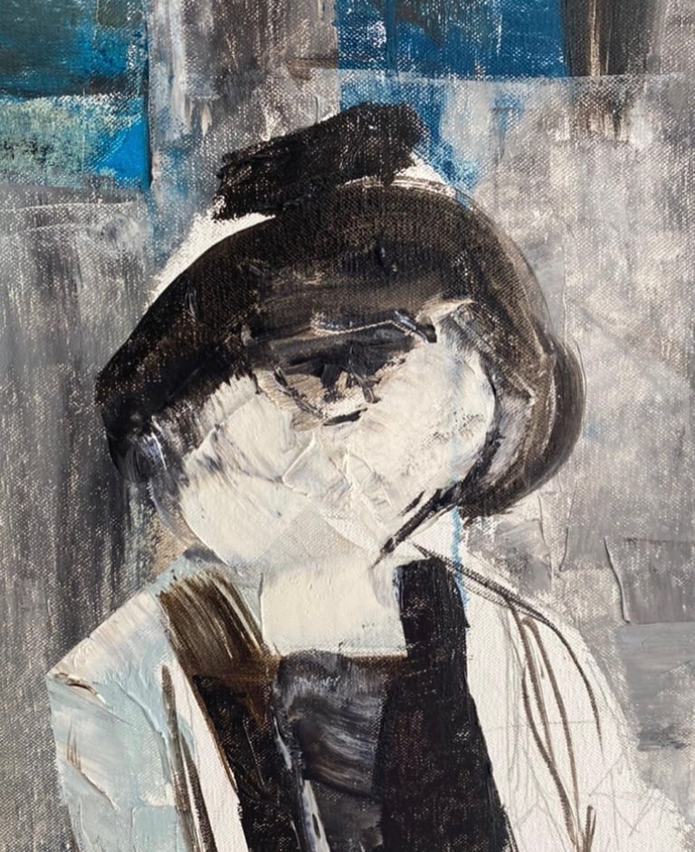 Sherezade Morales' surreal oil paintings showcase a Canarian peasant woman in vibrant colors.