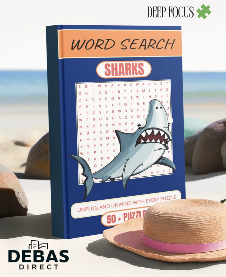 Sharks Word Search puzzle book by Debas Direct.