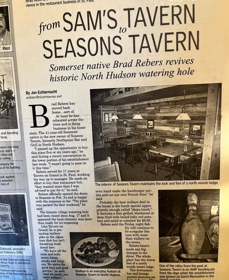 News article of history of 501 Tavern - restaurant bar in Hudson, WI