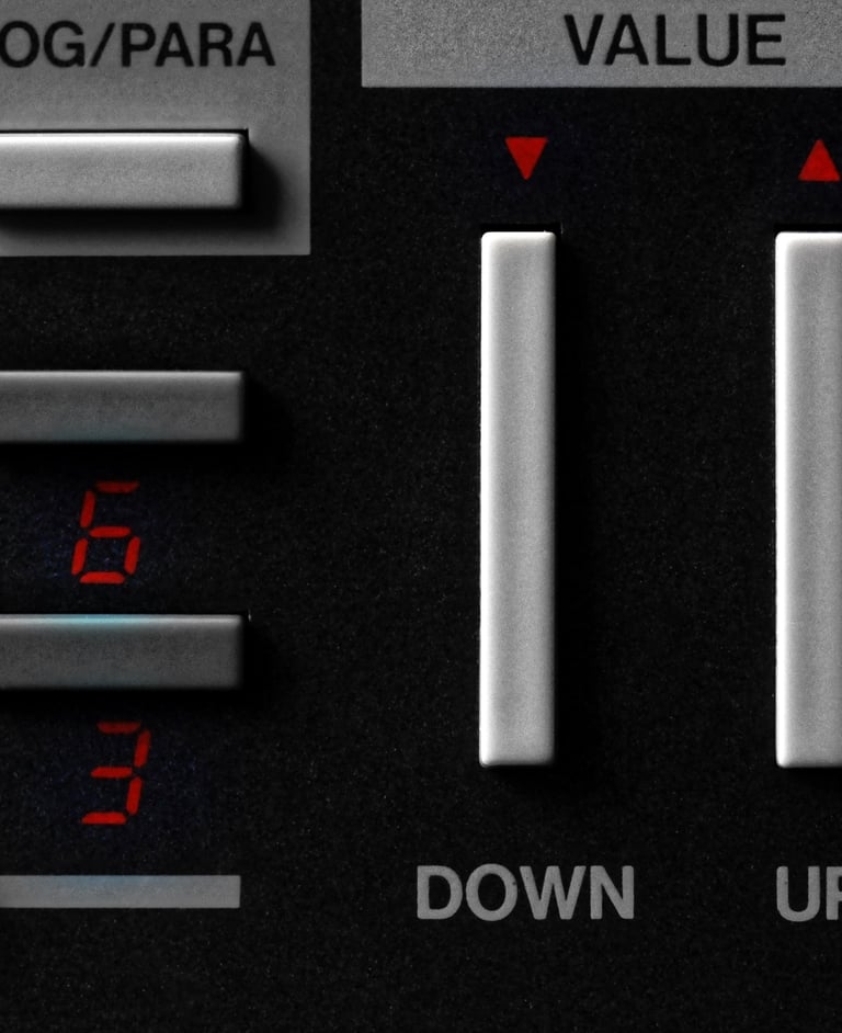 a control panel showing value up and down buttons