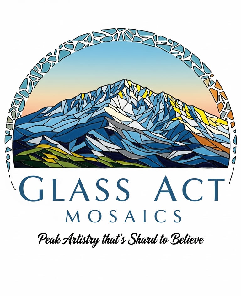 a glass act act mosaic of mountains and a mountain
