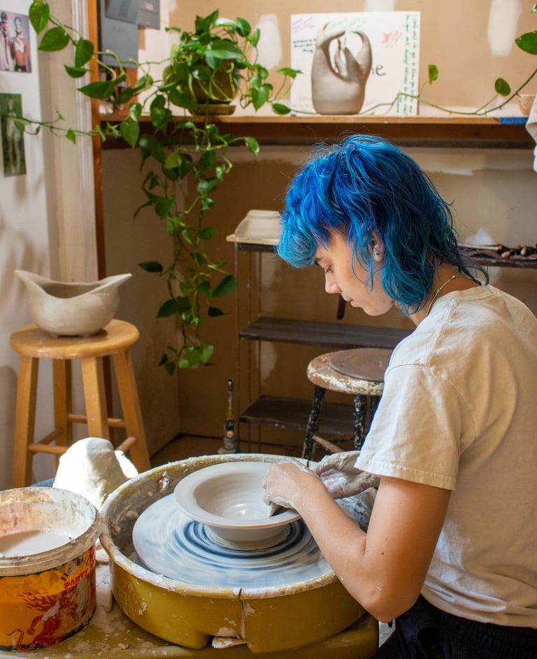 Our resident Starkie throwing a bowl on the ceramic wheel.