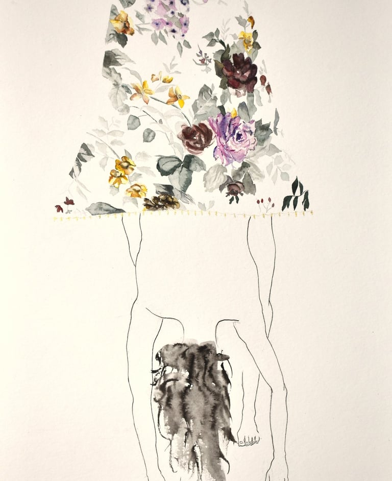 Fernande ink watercolor drawing