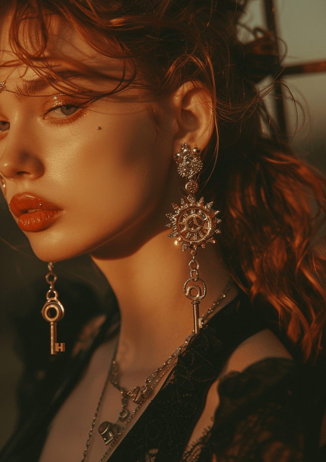 Steampunk Style Earrings and Necklaces