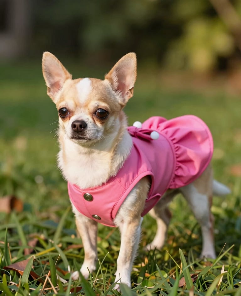 perro chihuchua con suéter rosa