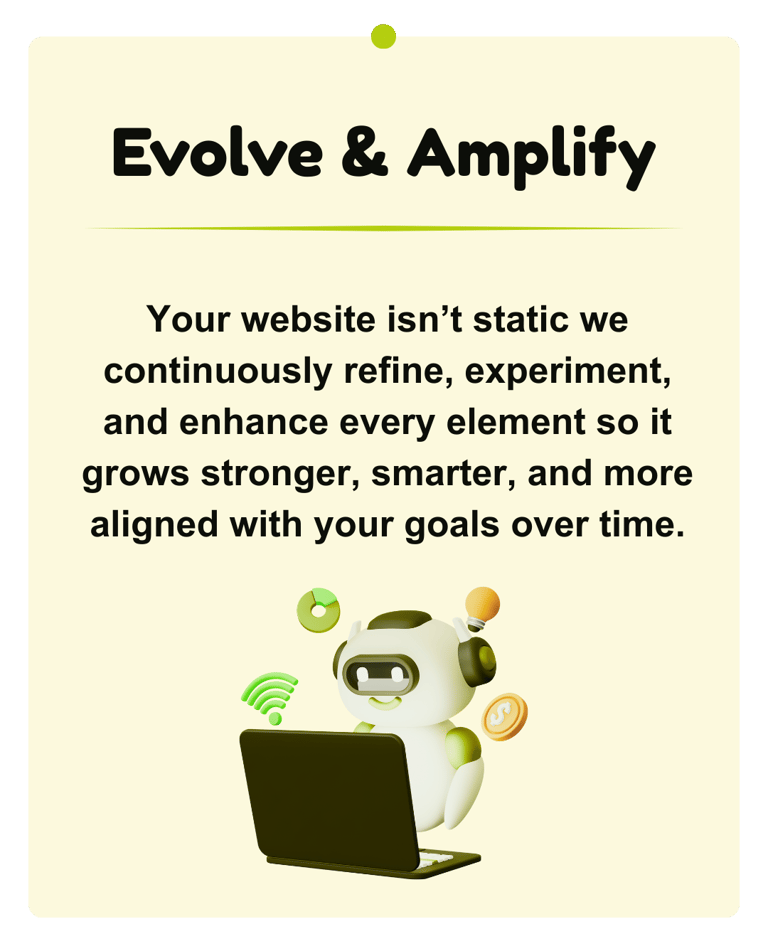 Card showing analysis and improvement after SEO and web design work