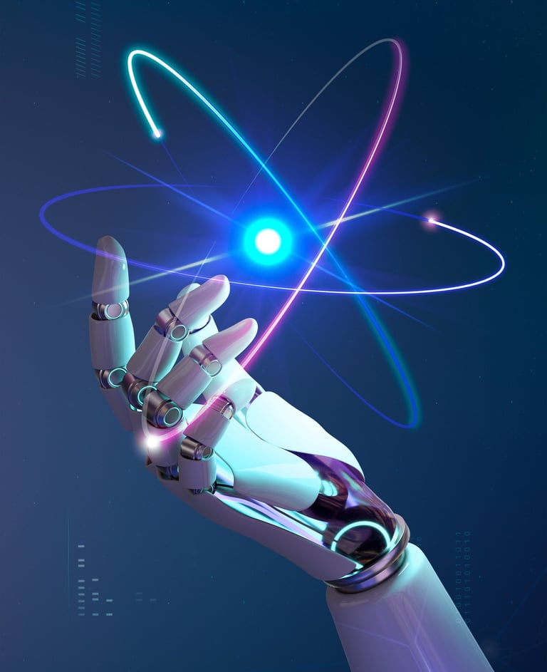 Mão robóica apontando para cima