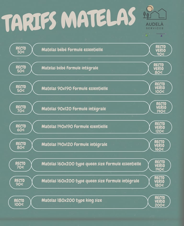tarifs d'un nettoyage de matelas, intervention sur Rennes et Bain-de-Bretagne et alentours.