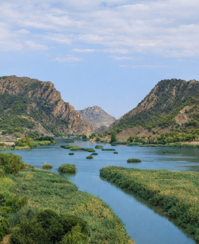 Azud o embalse de Ojós, en el valle de Ricote