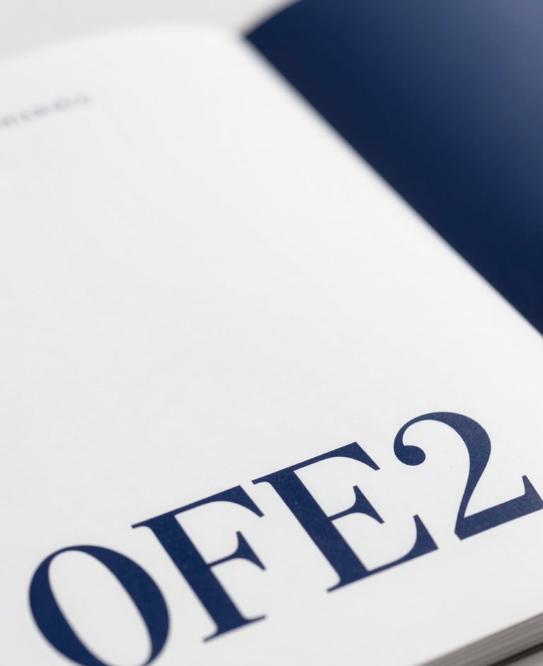 A close-up of a high-end editorial magazine layout featuring minimalist typography. Professional lighting with soft shadows. The color palette emphasizes #F8F8F4 and #0F1E2E, showcasing a strategic use of white space.