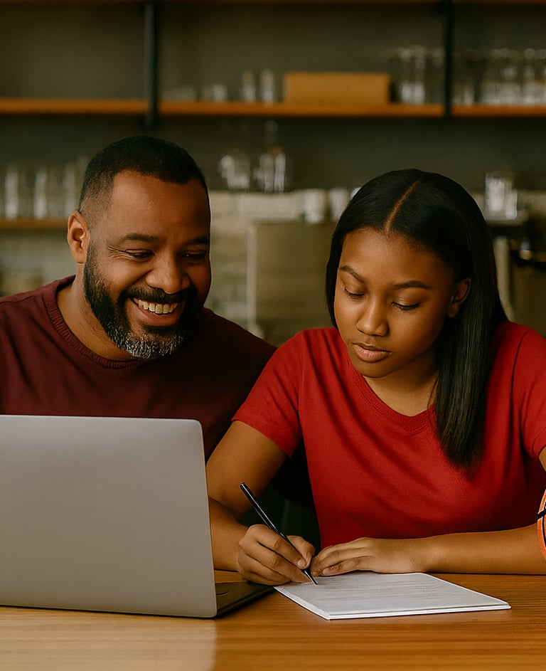 Dad and Daughter creating an Recruiting Introduction letter to send to college coaches 