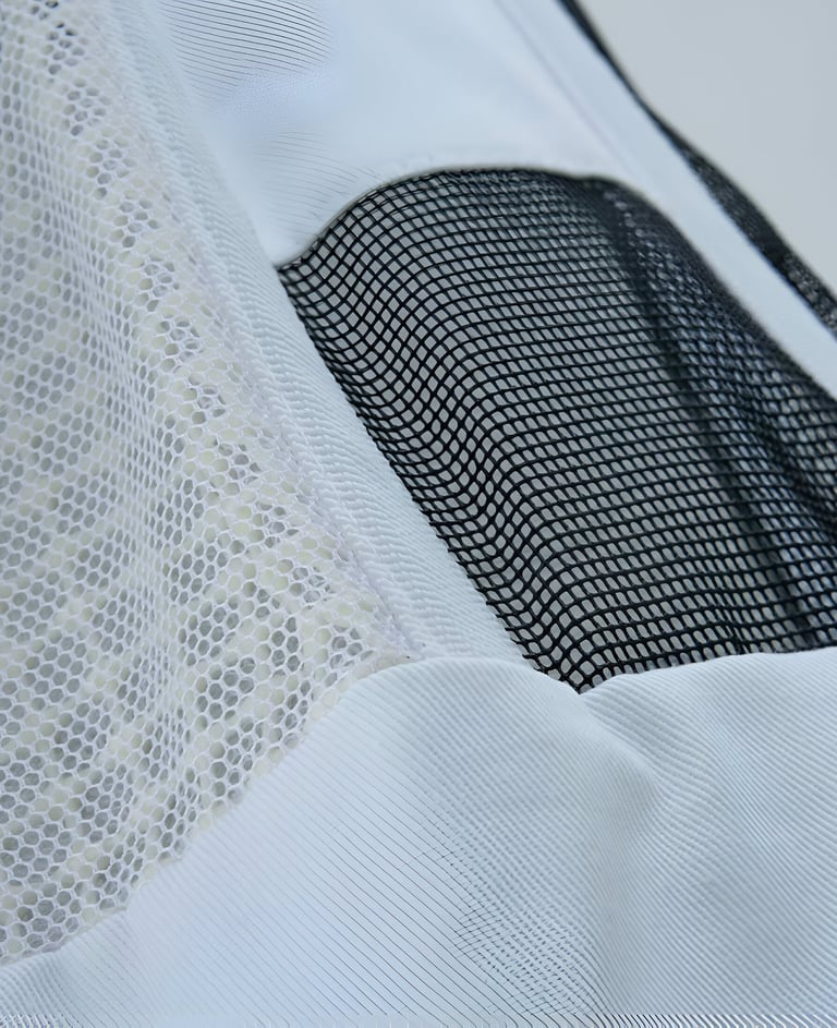 a white and bee veils black net with a black and white mesh veils