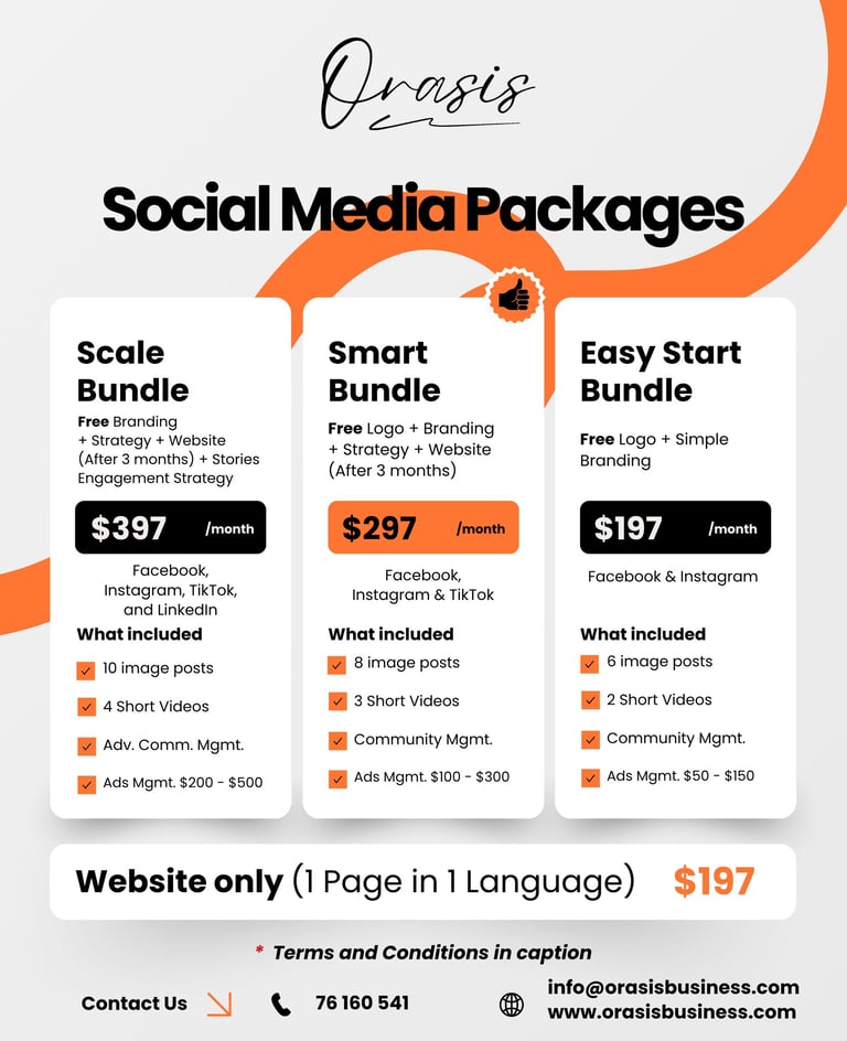 Orasis Business Social media packages for small and medium businesses in Lebanon