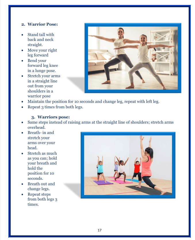 Yoga book page for children (Warrior Pose)