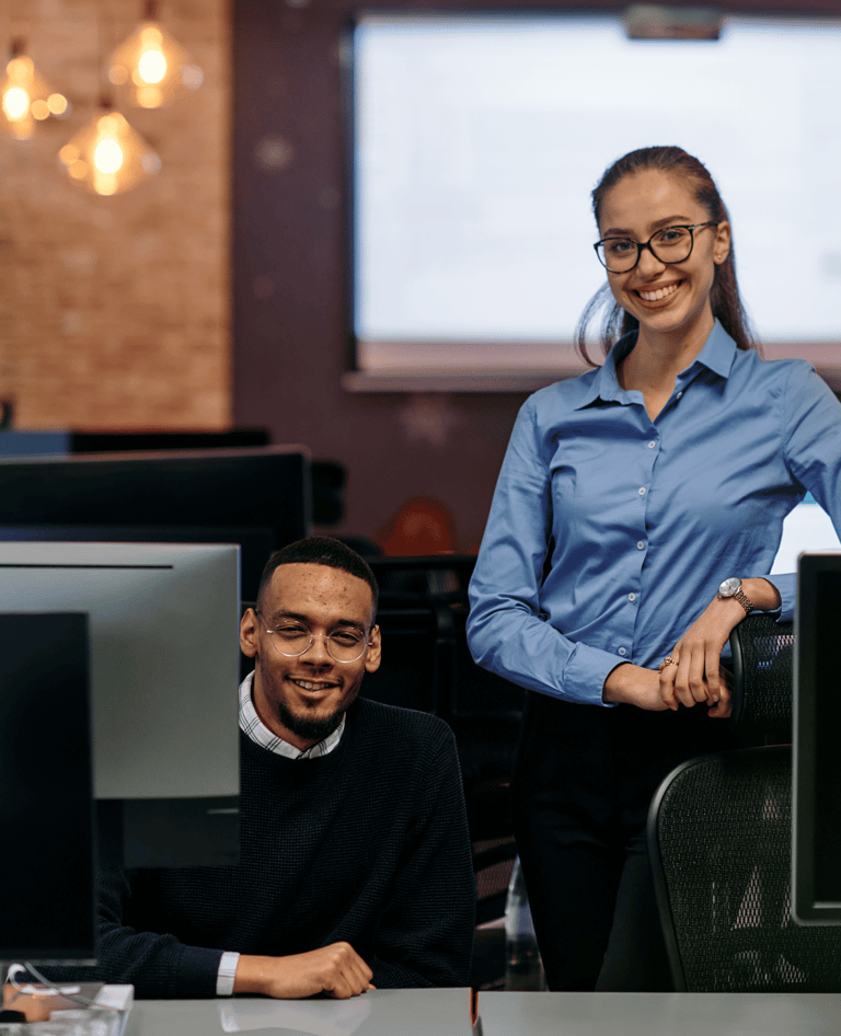 IT professionals in a modern office discussing and evaluating the best technology solutions for business growth.