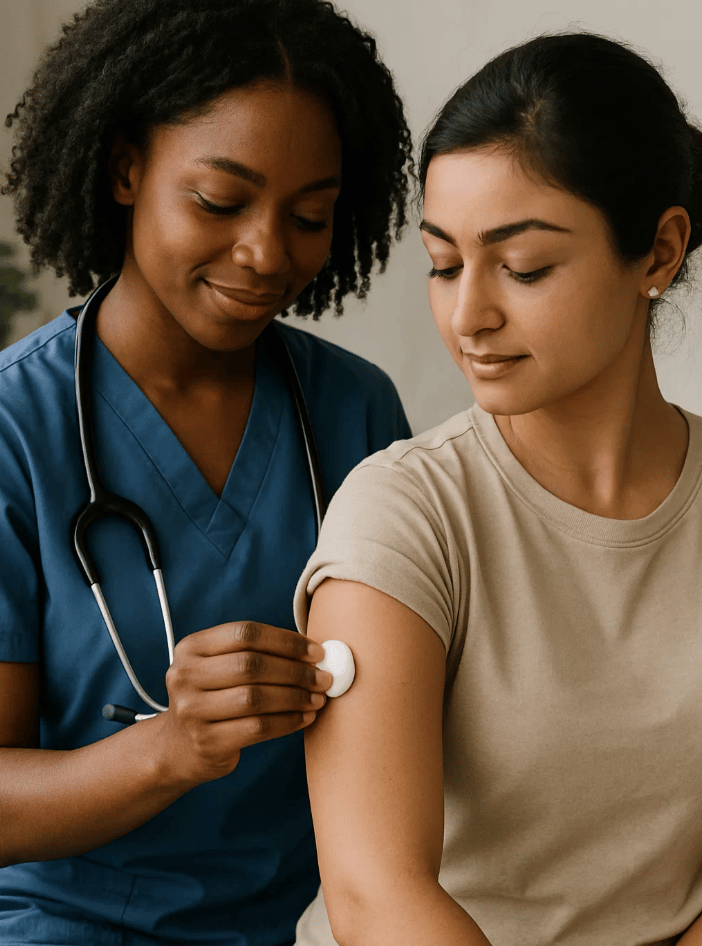 Une femme se fait soigner pour la journée internationale d'action pour la santé des femmes