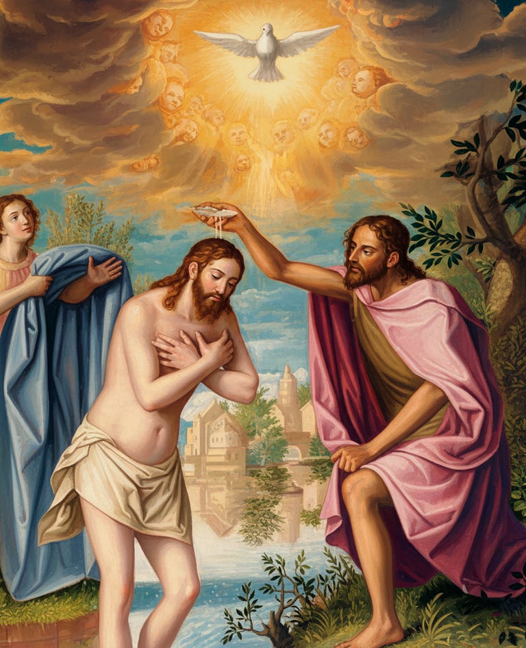 Jesús bautizado por San Juan imagen en la Página de voces de amor y vida