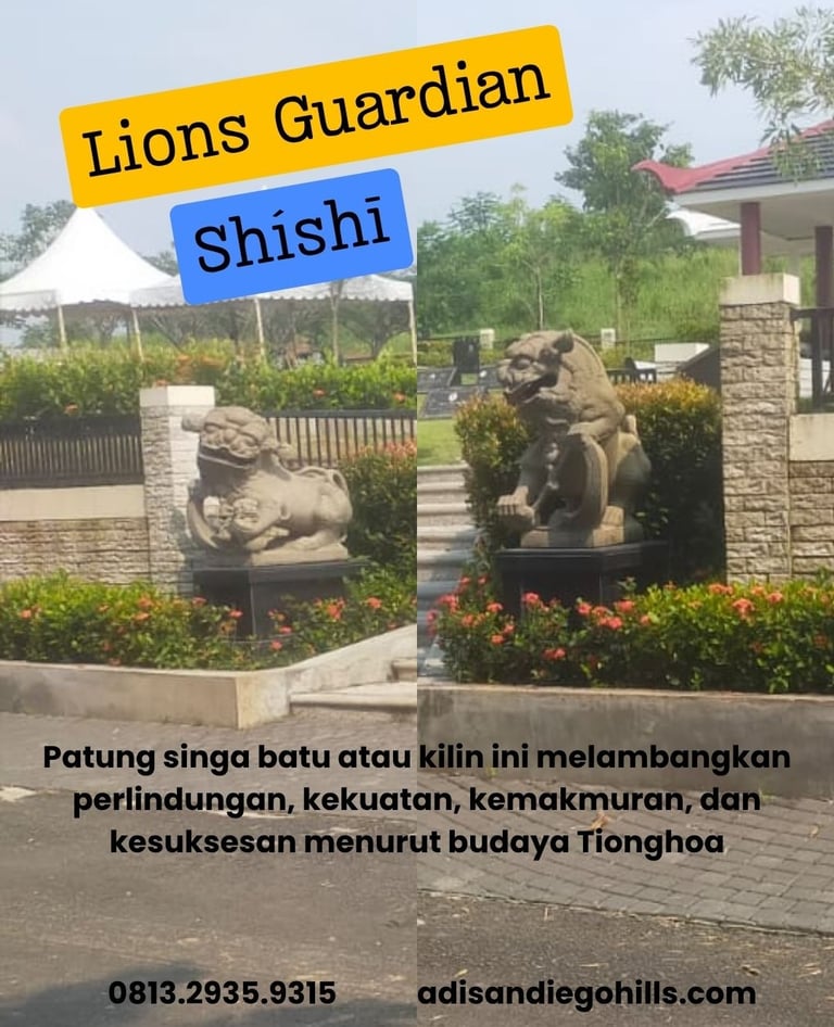 Patung singa Shinshin diruby mansion san diego hills memorial park karawang