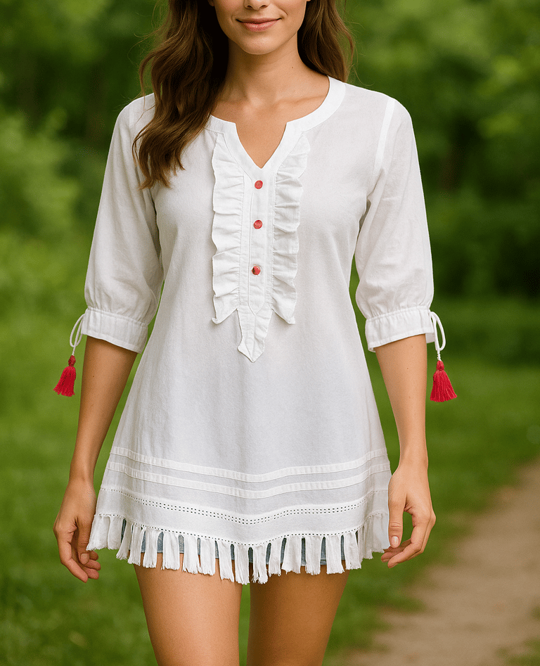 a woman in a white dress and a hat